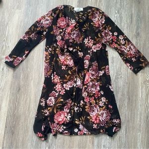 Floral sheer cardigan shawl